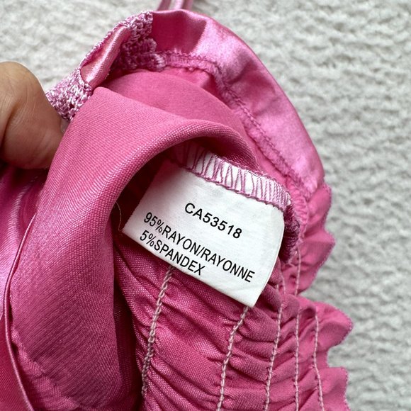 Y2K Vintage Barbie Pink Princess Cami Camisole Top S Small Satin Rhinestone - Picture 10 of 11